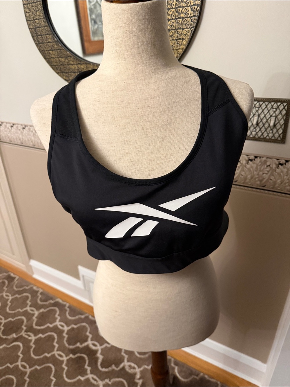 NEW with tags XL Reebok Black Sports Bra with White Logo